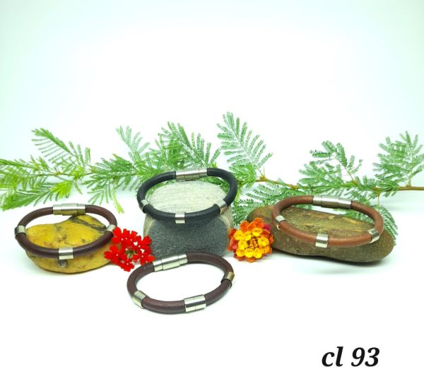 Pulsera cordon de cuero con alpaca